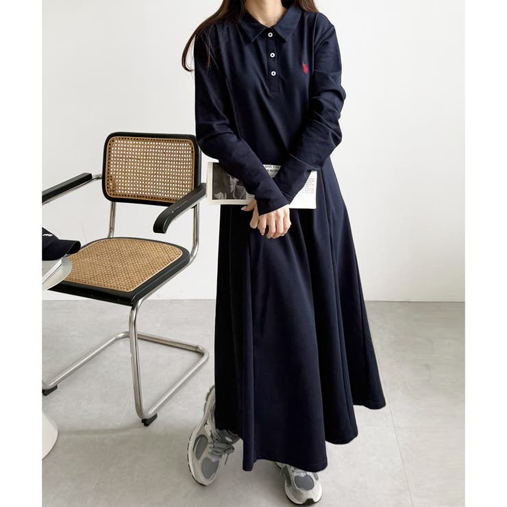 U．S． POLO ASSN．】ポロ衿カットソーワンピース[品番
