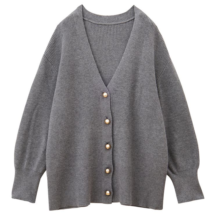 畦編みＶネックゴールドボタンカーディガン | GeeRA | 詳細画像14 