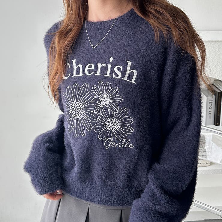 【FIRST MOOD】フラワー刺しゅうシャギーニット | GeeRA | 詳細画像3 