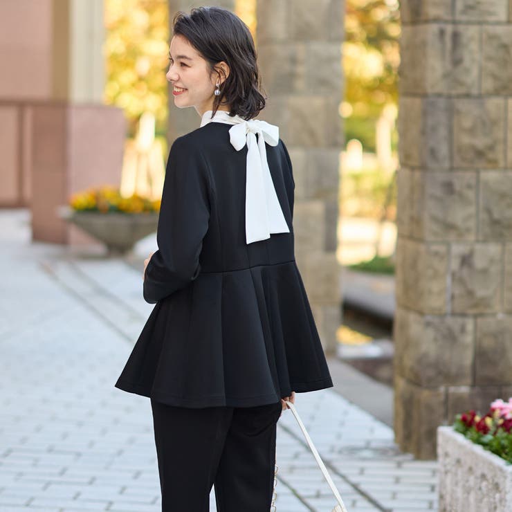 【２点セット】ペプラムジャケットテーパードパンツセットアップスーツ | GeeRA | 詳細画像12 