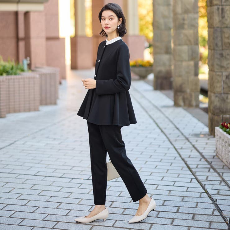 【２点セット】ペプラムジャケットテーパードパンツセットアップスーツ | GeeRA | 詳細画像14 