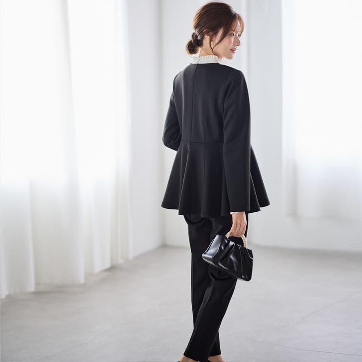 【２点セット】ペプラムジャケットテーパードパンツセットアップスーツ | GeeRA | 詳細画像3 