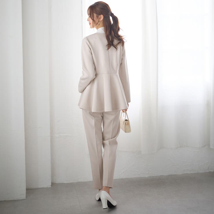 【２点セット】ペプラムジャケットテーパードパンツセットアップスーツ | GeeRA | 詳細画像31 