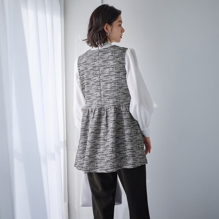 入学・卒業にも！華やかニットツイードペプラムジレベスト | GeeRA | 詳細画像5 