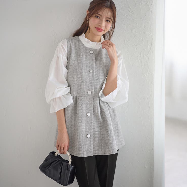 入学・卒業にも！華やかニットツイードペプラムジレベスト | GeeRA | 詳細画像8 