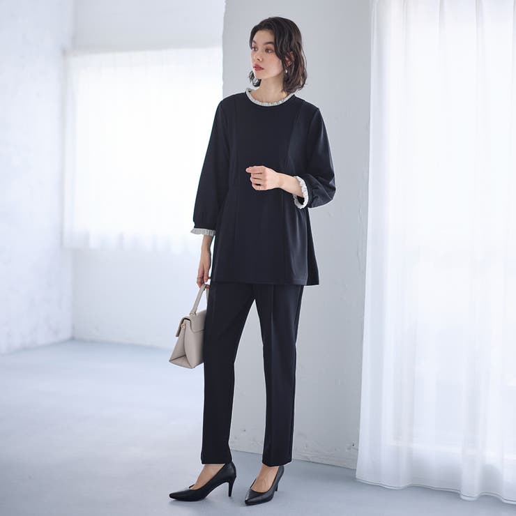 【２点セット】バイカラーフリル衿ブラウスセットアップ | GeeRA | 詳細画像3 