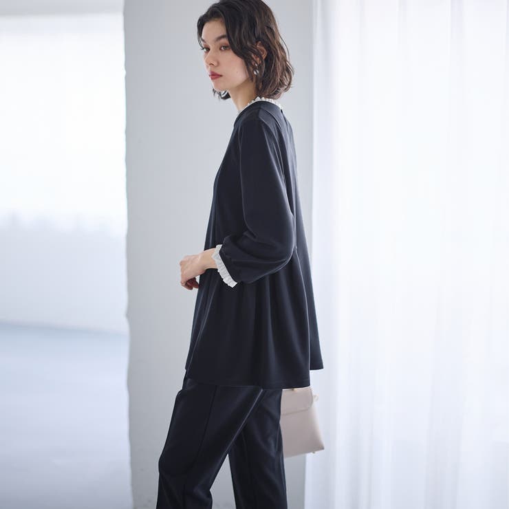 【２点セット】バイカラーフリル衿ブラウスセットアップ | GeeRA | 詳細画像7 