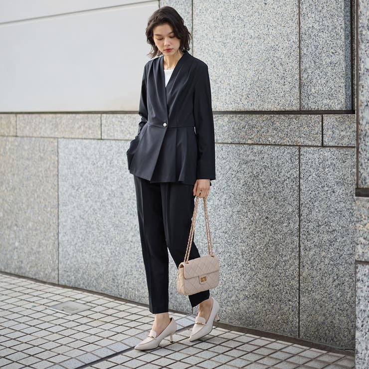 【２点セット】パールボタンペプラムプリーツテーパードセットアップ | GeeRA | 詳細画像12 