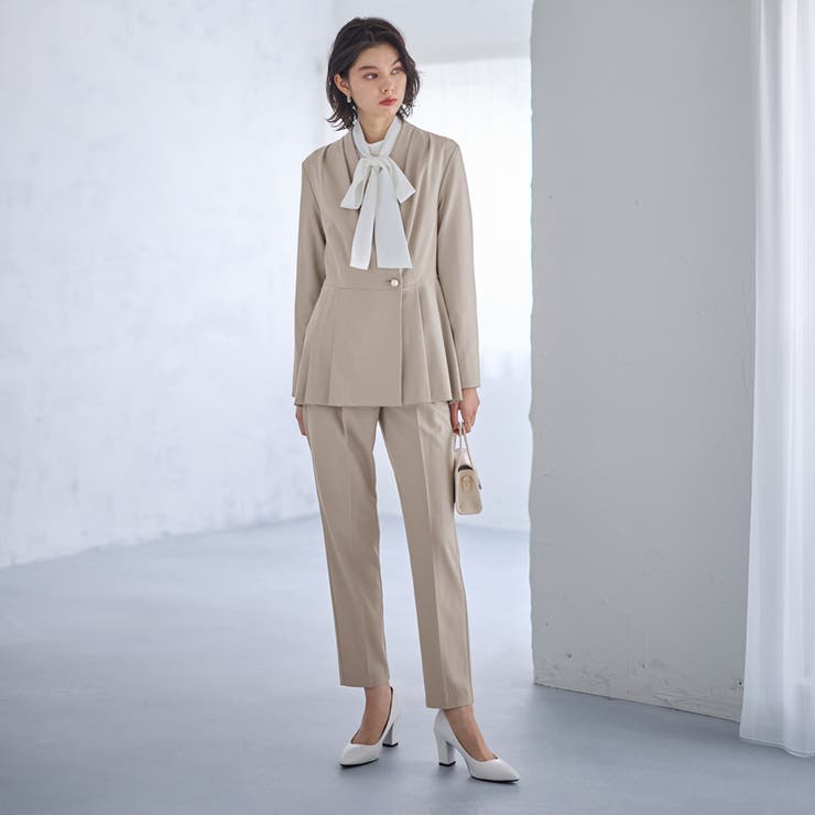 【２点セット】パールボタンペプラムプリーツテーパードセットアップ | GeeRA | 詳細画像2 