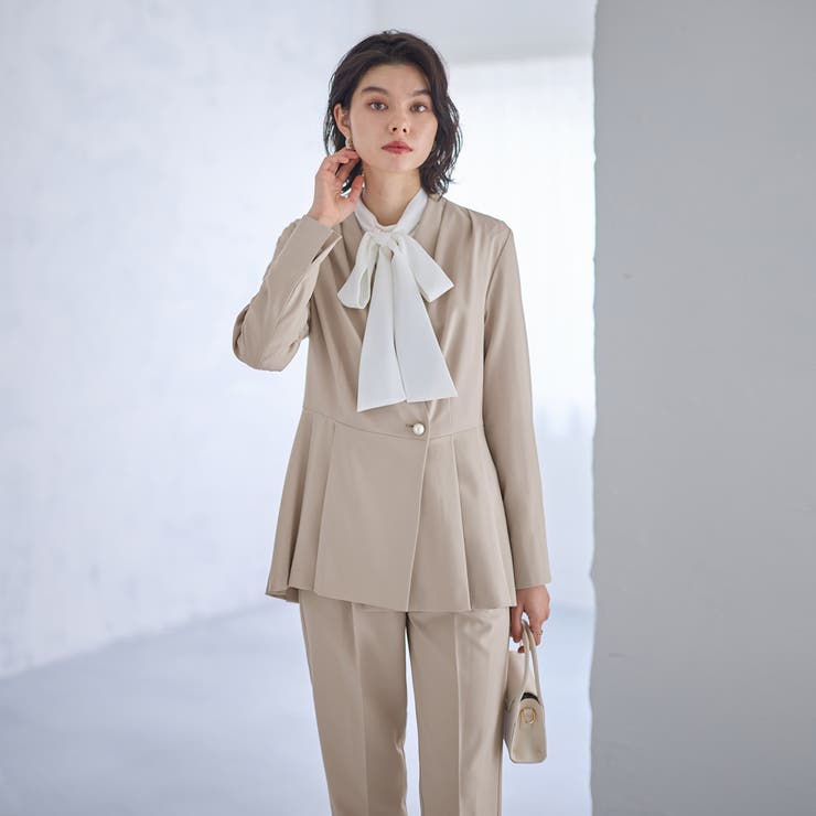 【２点セット】パールボタンペプラムプリーツテーパードセットアップ | GeeRA | 詳細画像6 