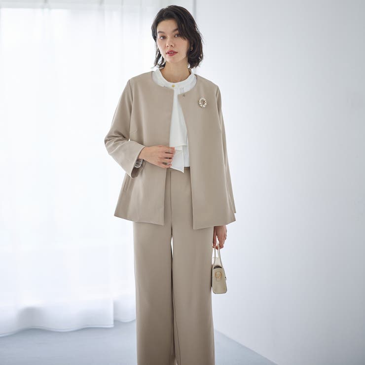 【２点セット】フレアーラインジャケットワイドパンツセットアップスーツ | GeeRA | 詳細画像18 