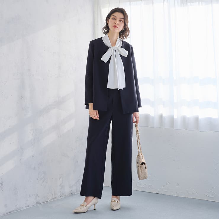 【２点セット】フレアーラインジャケットワイドパンツセットアップスーツ | GeeRA | 詳細画像6 