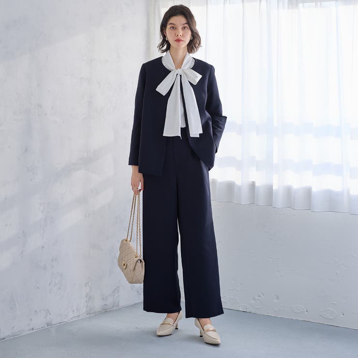 【２点セット】フレアーラインジャケットワイドパンツセットアップスーツ | GeeRA | 詳細画像7 