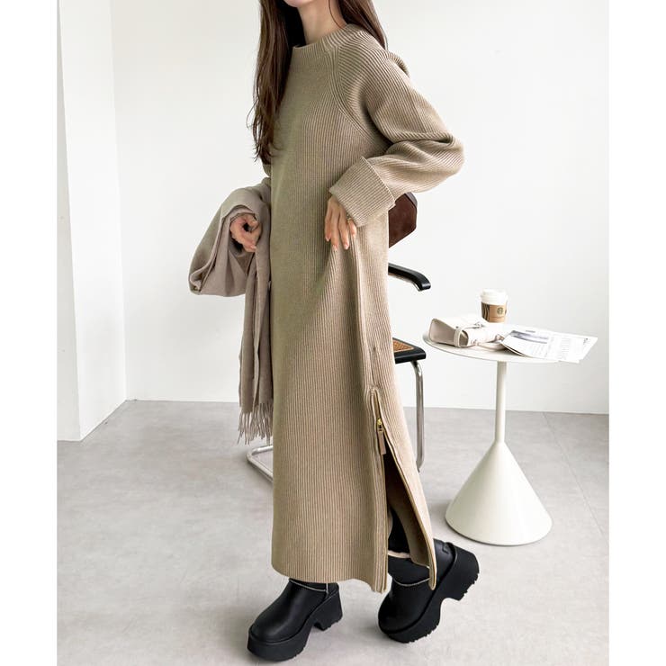 裾ファスナースリットニットワンピース | GeeRA | 詳細画像18 