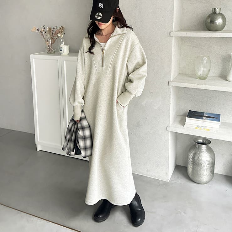 ハーフジップハイネック裏起毛ワンピース | GeeRA | 詳細画像23 