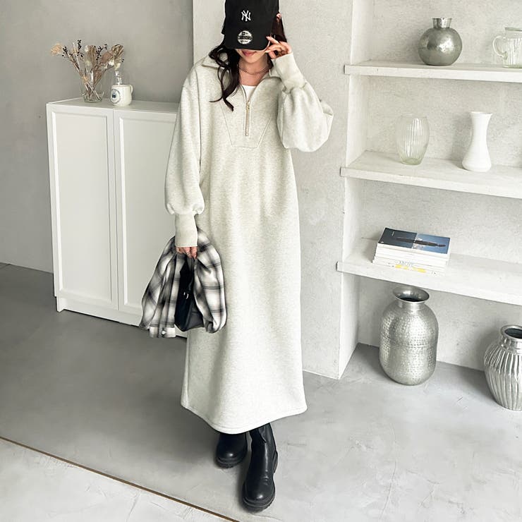 ハーフジップハイネック裏起毛ワンピース | GeeRA | 詳細画像24 
