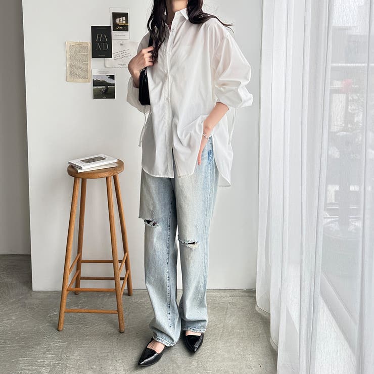 バックギャザー＆リボンデザインシャツ | GeeRA | 詳細画像8 