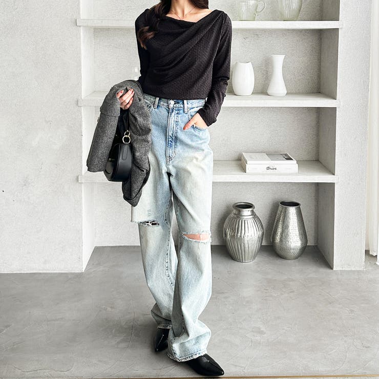 ジャガード素材ドレープカットソー | GeeRA | 詳細画像3 