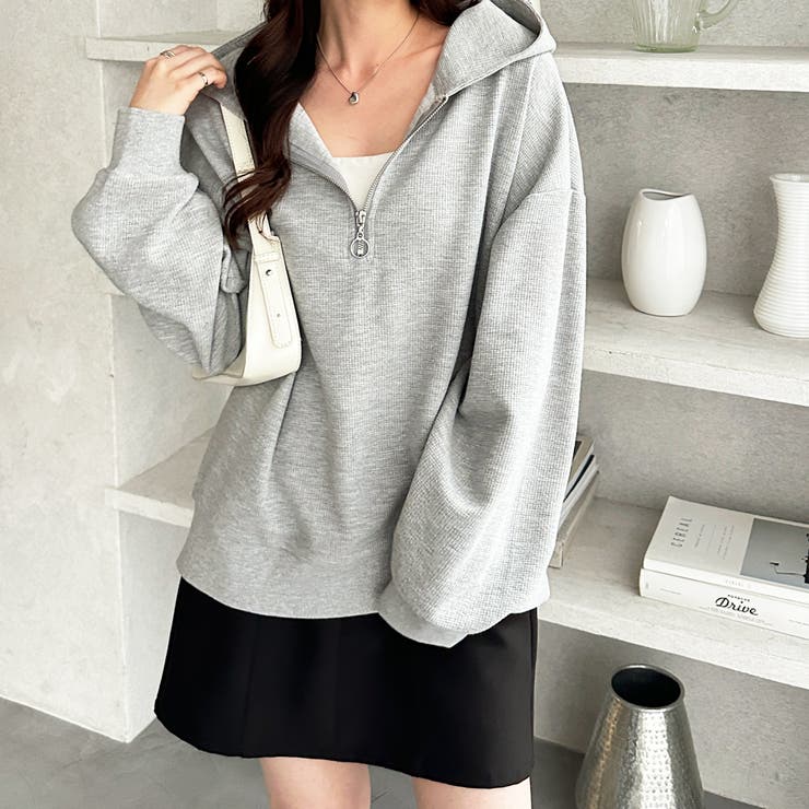 ハーフジップワッフルパーカー | GeeRA | 詳細画像13 