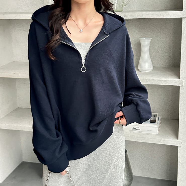 ハーフジップワッフルパーカー | GeeRA | 詳細画像2 