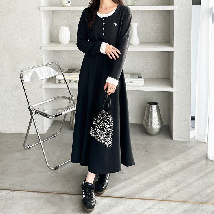 【Ｕ．Ｓ． ＰＯＬＯ ＡＳＳＮ．】レイヤード風ヘンリーネックワンピース | GeeRA | 詳細画像3 