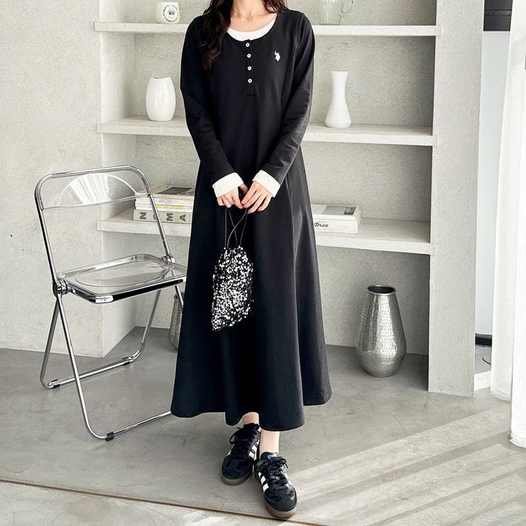 【Ｕ．Ｓ． ＰＯＬＯ ＡＳＳＮ．】レイヤード風ヘンリーネックワンピース | GeeRA | 詳細画像4 