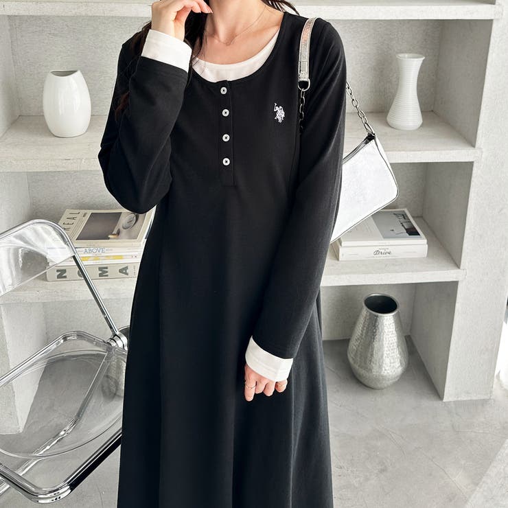 【Ｕ．Ｓ． ＰＯＬＯ ＡＳＳＮ．】レイヤード風ヘンリーネックワンピース | GeeRA | 詳細画像5 