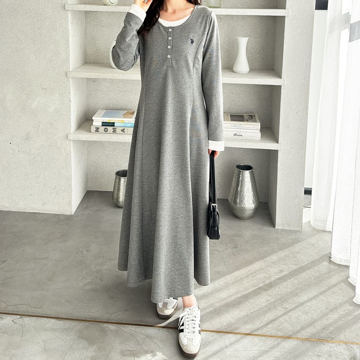 【Ｕ．Ｓ． ＰＯＬＯ ＡＳＳＮ．】レイヤード風ヘンリーネックワンピース | GeeRA | 詳細画像8 