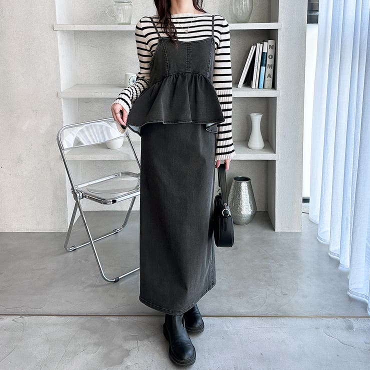 楽ちん！デニムペプラムキャミワンピース | GeeRA | 詳細画像12 