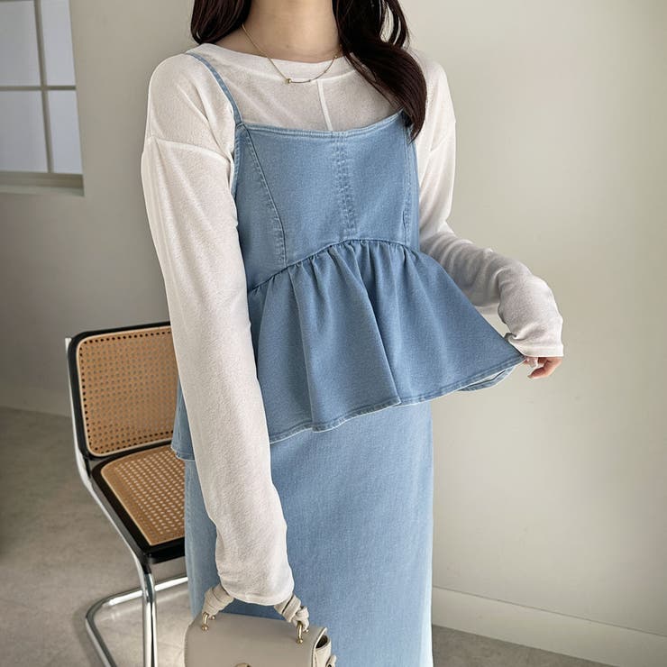 楽ちん！デニムペプラムキャミワンピース | GeeRA | 詳細画像12 