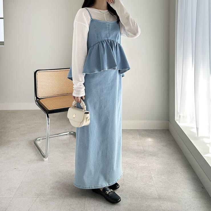 楽ちん！デニムペプラムキャミワンピース | GeeRA | 詳細画像15 