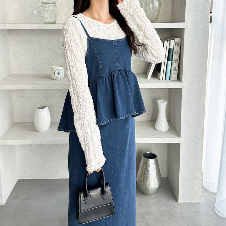 楽ちん！デニムペプラムキャミワンピース | GeeRA | 詳細画像3 