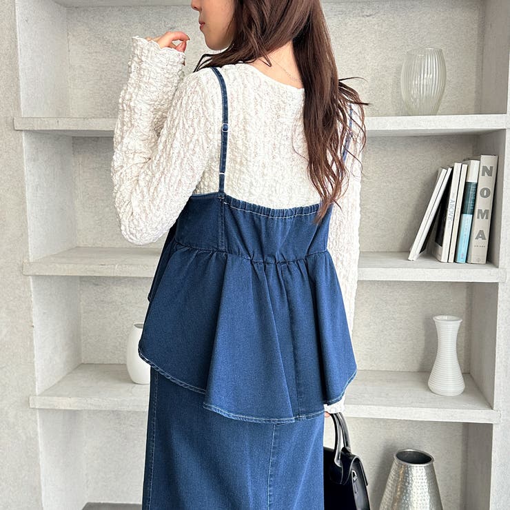 楽ちん！デニムペプラムキャミワンピース | GeeRA | 詳細画像4 