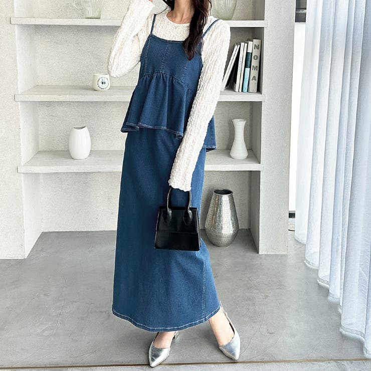 楽ちん！デニムペプラムキャミワンピース | GeeRA | 詳細画像6 