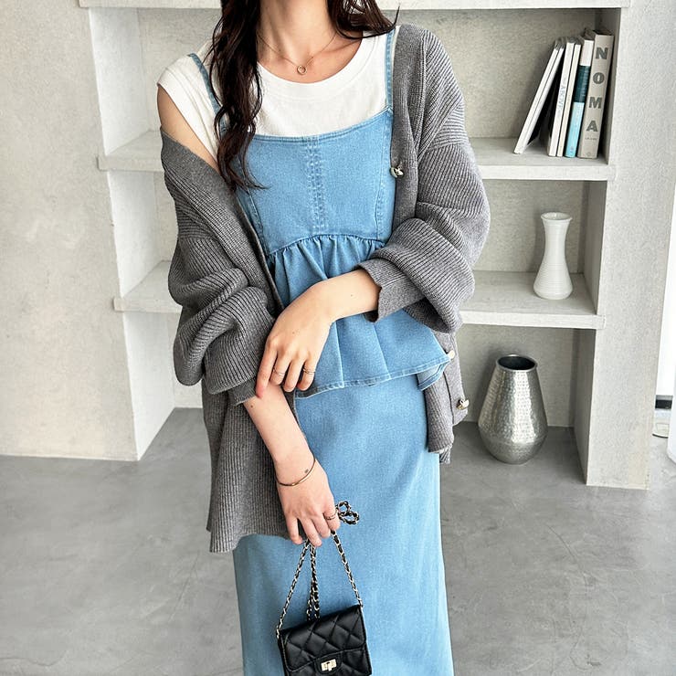 楽ちん！デニムペプラムキャミワンピース | GeeRA | 詳細画像7 