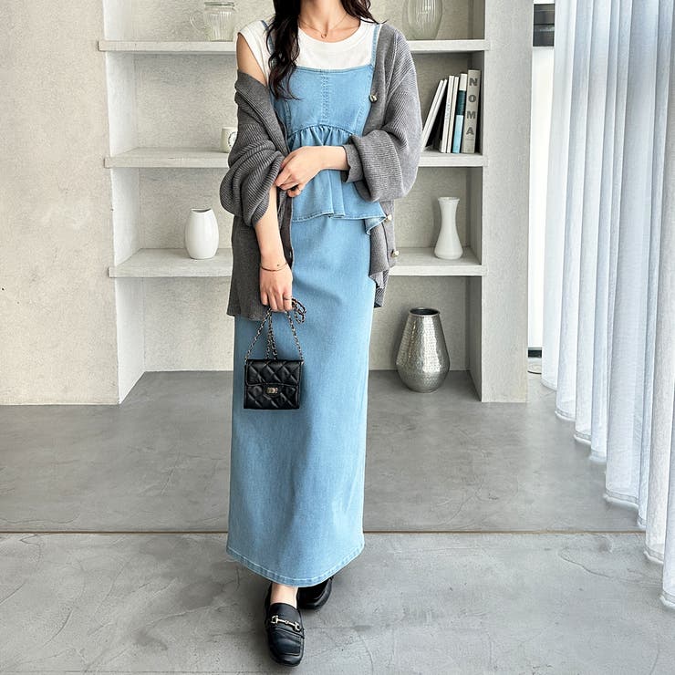 楽ちん！デニムペプラムキャミワンピース | GeeRA | 詳細画像9 