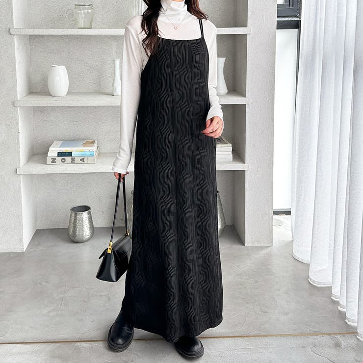 ブラック | ウェーブジャガードキャミワンピース | GeeRA