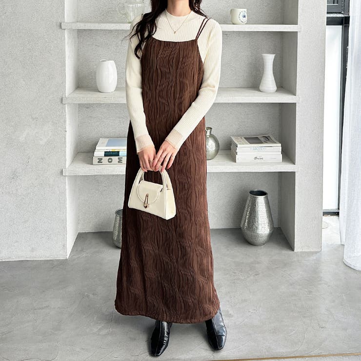 ブラウン | ウェーブジャガードキャミワンピース | GeeRA