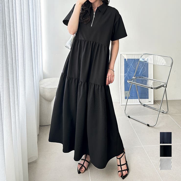 サッカーティアードハーフジップワンピース | GeeRA | 詳細画像1 