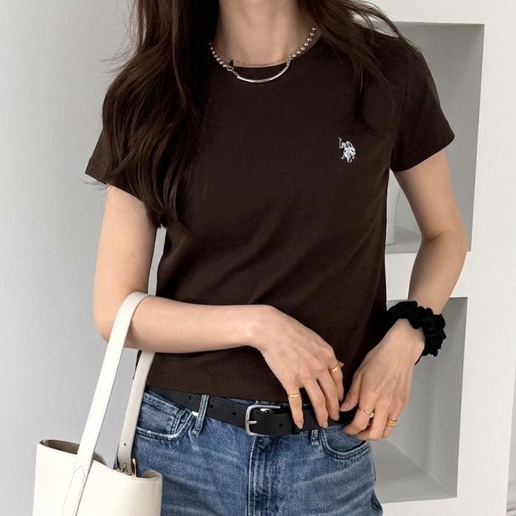 ブラウン | 【Ｕ．Ｓ． ＰＯＬＯ ＡＳＳＮ．】汗じみ防止ミニＴシャツ | GeeRA
