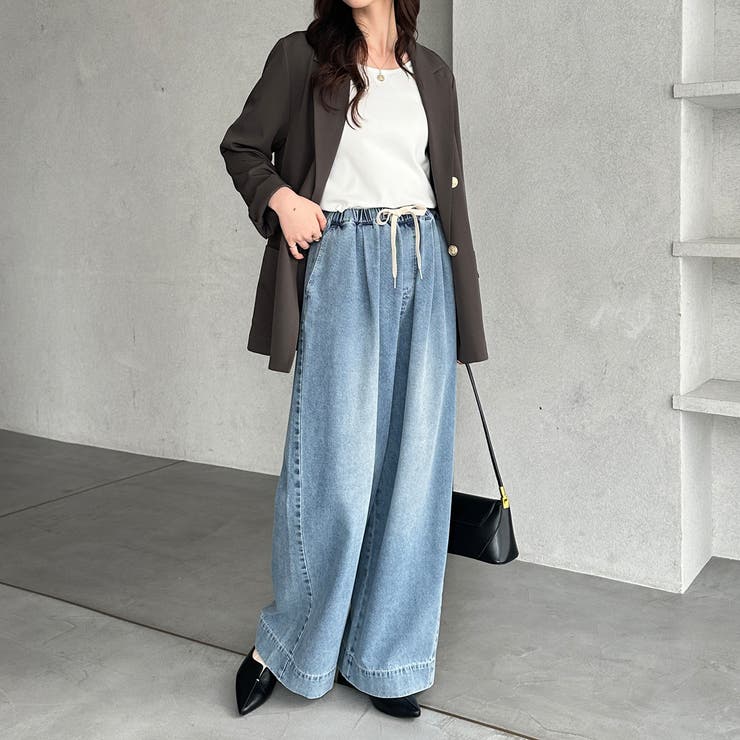 美脚見えイージーワイドデニムパンツ | GeeRA | 詳細画像8 