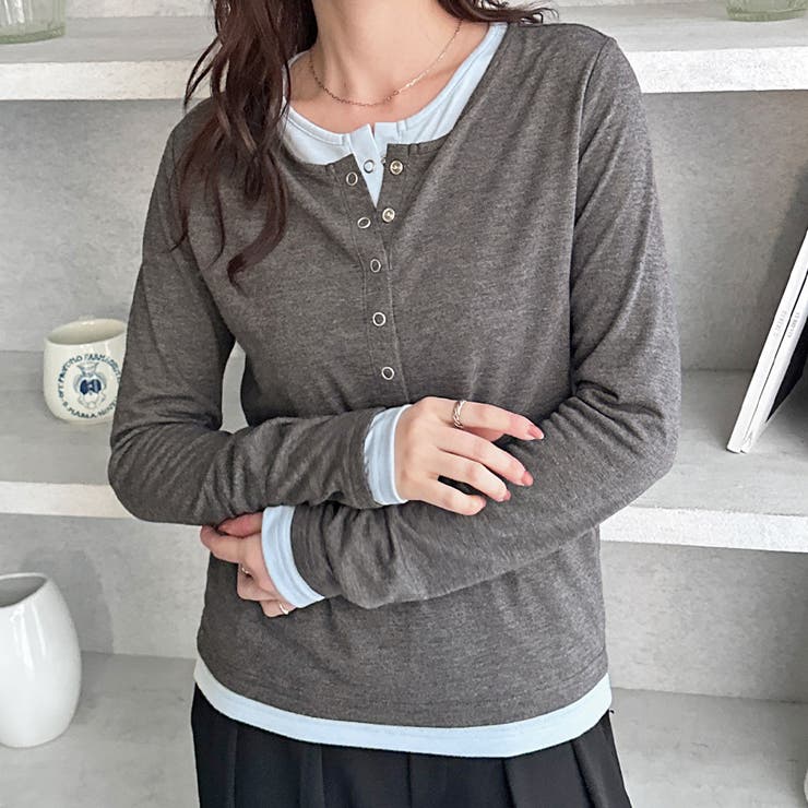 レイヤード風ヘンリーネックカットソー | GeeRA | 詳細画像3 