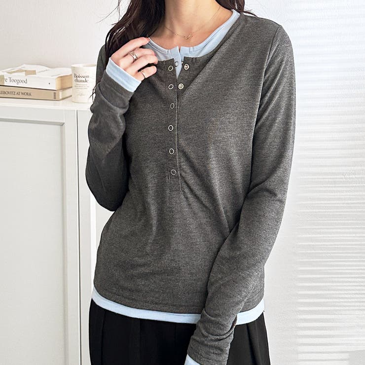 レイヤード風ヘンリーネックカットソー | GeeRA | 詳細画像7 