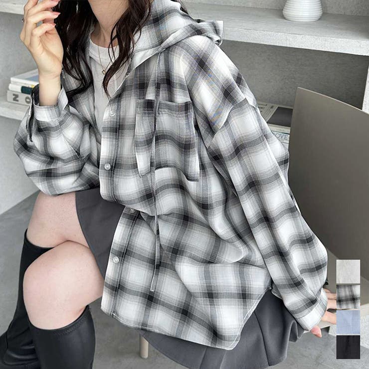 フード付きオーバーサイズシャツ | GeeRA | 詳細画像1 