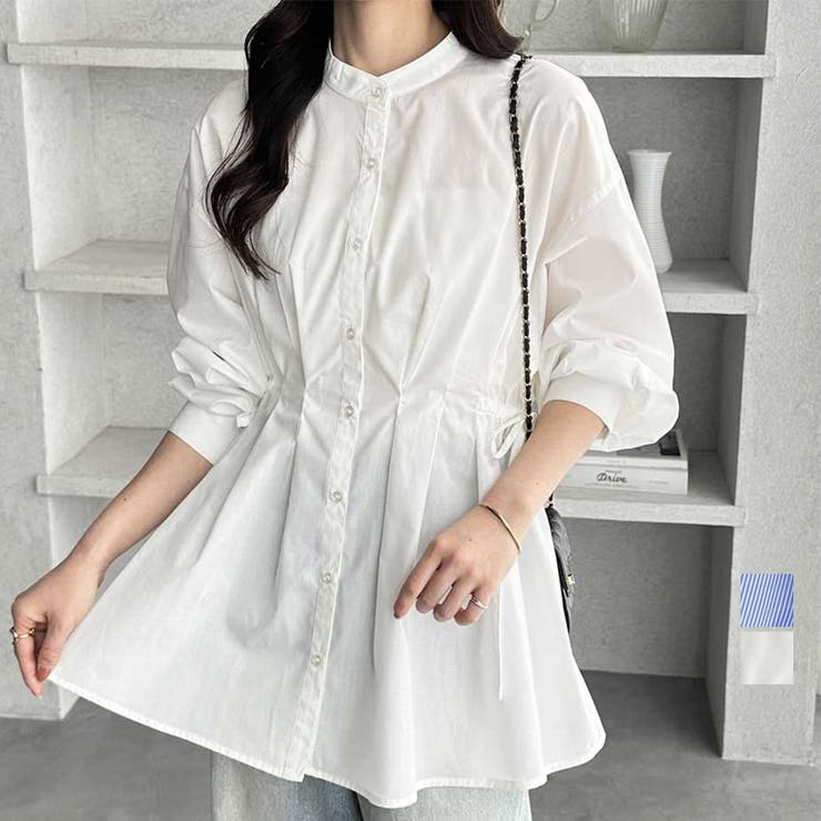 ウエストタックリボンシャツチュニック | GeeRA | 詳細画像1 