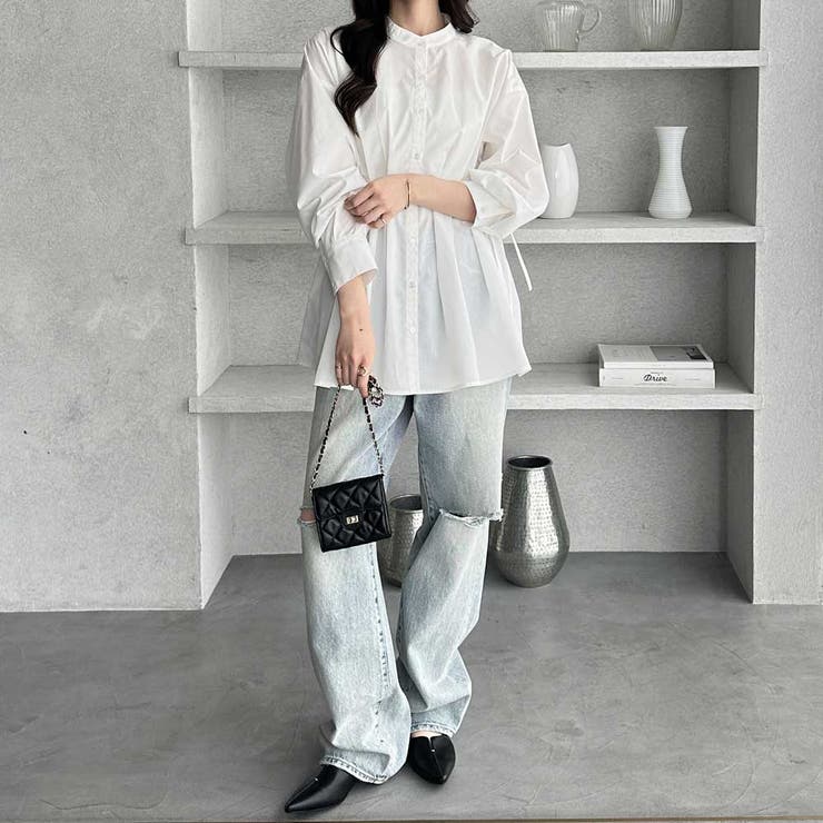 ウエストタックリボンシャツチュニック | GeeRA | 詳細画像7 