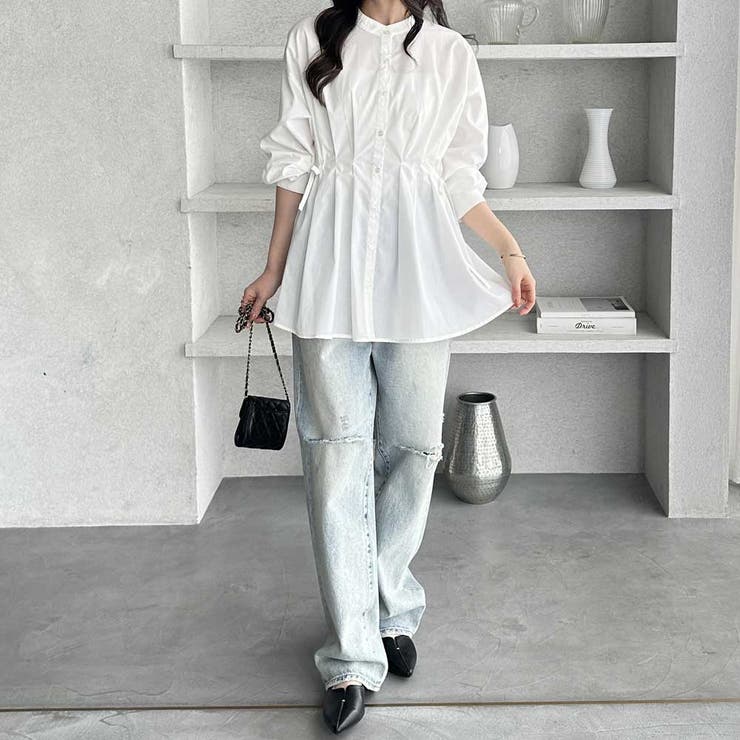 ウエストタックリボンシャツチュニック | GeeRA | 詳細画像8 