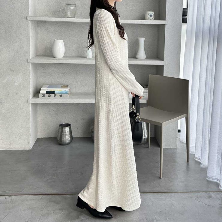 ポロ衿表面感素材マーメイドワンピース | GeeRA | 詳細画像12 