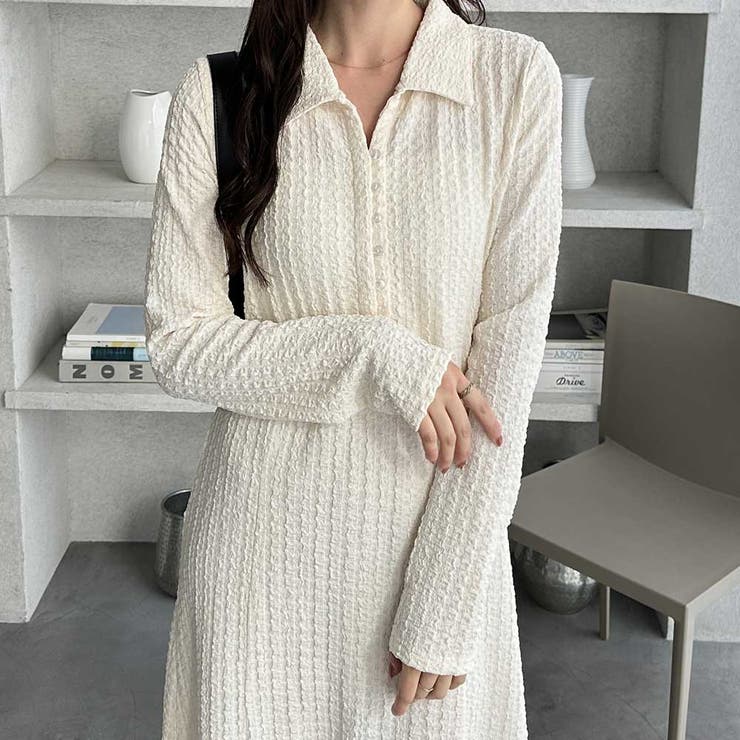 ポロ衿表面感素材マーメイドワンピース | GeeRA | 詳細画像15 