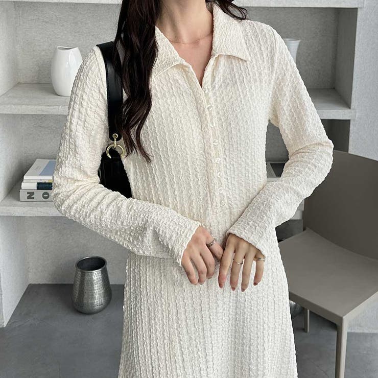 ポロ衿表面感素材マーメイドワンピース | GeeRA | 詳細画像16 